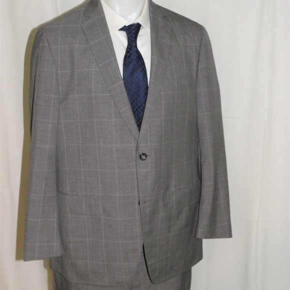 Trunk Club Custom Gray Windowpane Plaid Flat Front Two Button Suit 44R - Picture 8 of 15